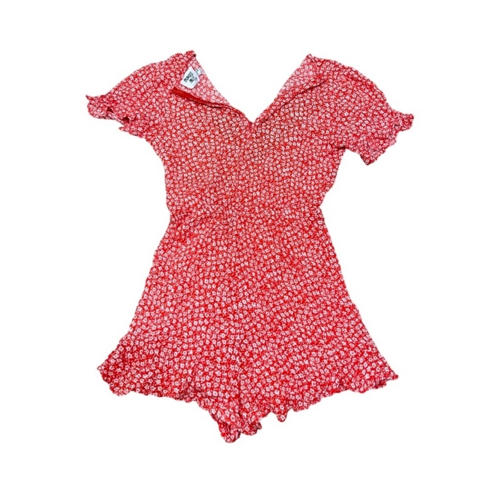 Princess Polly Poppy Moore Floral Wrap Romper | Red & White Floral Mini Playsuit - Picture 5 of 8